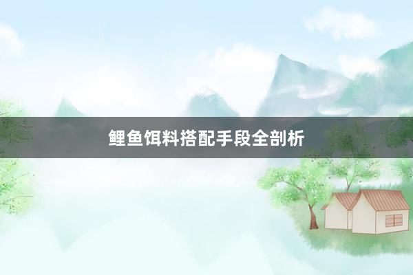 鲤鱼饵料搭配手段全剖析
